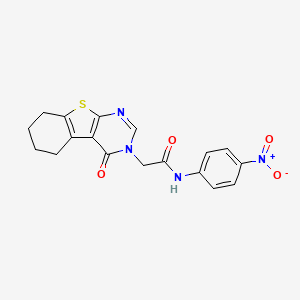 molecular formula C18H16N4O4S B4150854 N-(4-nitrophenyl)-2-(4-oxo-5,6,7,8-tetrahydro[1]benzothieno[2,3-d]pyrimidin-3(4H)-yl)acetamide 