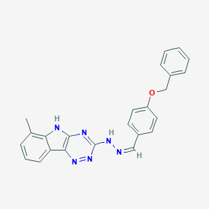 molecular formula C24H20N6O B415090 4-(benzyloxy)benzaldehyde (6-methyl-5H-[1,2,4]triazino[5,6-b]indol-3-yl)hydrazone 