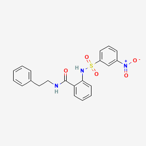 molecular formula C21H19N3O5S B4150922 2-{[(3-nitrophenyl)sulfonyl]amino}-N-(2-phenylethyl)benzamide 