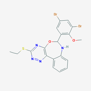 molecular formula C19H16Br2N4O2S B415094 6-(3,5-Dibromo-2-methoxyphenyl)-3-(ethylsulfanyl)-6,7-dihydro[1,2,4]triazino[5,6-d][3,1]benzoxazepine 