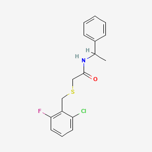 molecular formula C17H17ClFNOS B4150953 2-{[(2-CHLORO-6-FLUOROPHENYL)METHYL]SULFANYL}-N-(1-PHENYLETHYL)ACETAMIDE 