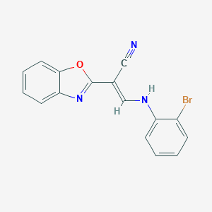 molecular formula C16H10BrN3O B415096 2-(1,3-Benzoxazol-2-yl)-3-(2-bromoanilino)acrylonitrile 