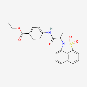 molecular formula C22H20N2O5S B4150960 Ethyl 4-[2-(2,2-dioxo-2lambda6-thia-3-azatricyclo[6.3.1.04,12]dodeca-1(11),4,6,8(12),9-pentaen-3-yl)propanoylamino]benzoate 