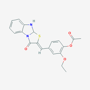molecular formula C20H18N2O4S B415097 [2-ethoxy-4-[(Z)-(1-oxo-3a,4-dihydro-[1,3]thiazolo[3,2-a]benzimidazol-2-ylidene)methyl]phenyl] acetate 