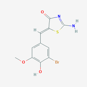 molecular formula C11H9BrN2O3S B415101 5-(3-Bromo-4-hydroxy-5-methoxy-benzylidene)-2-imino-thiazolidin-4-one 