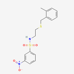 molecular formula C16H18N2O4S2 B4151018 N-{2-[(2-methylbenzyl)thio]ethyl}-3-nitrobenzenesulfonamide 