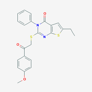 molecular formula C23H20N2O3S2 B415105 6-ethyl-2-{[2-(4-methoxyphenyl)-2-oxoethyl]sulfanyl}-3-phenylthieno[2,3-d]pyrimidin-4(3H)-one CAS No. 330449-44-0