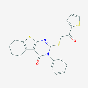 molecular formula C22H18N2O2S3 B415108 2-(2-Oxo-2-thiophen-2-ylethyl)sulfanyl-3-phenyl-5,6,7,8-tetrahydro-[1]benzothiolo[2,3-d]pyrimidin-4-one CAS No. 330449-43-9