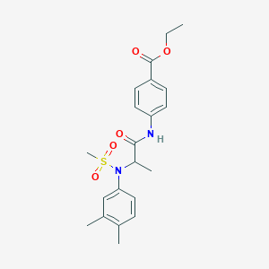 molecular formula C21H26N2O5S B4151085 ethyl 4-{[N-(3,4-dimethylphenyl)-N-(methylsulfonyl)alanyl]amino}benzoate 