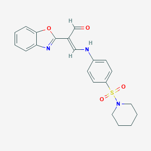 molecular formula C21H21N3O4S B415111 2-(1,3-Benzoxazol-2-yl)-3-[4-(1-piperidinylsulfonyl)anilino]acrylaldehyde 