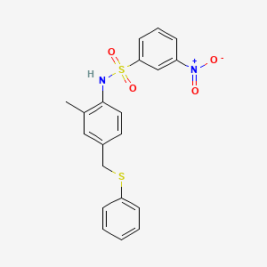 N-{2-methyl-4-[(phenylthio)methyl]phenyl}-3-nitrobenzenesulfonamide