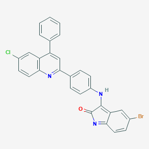 molecular formula C29H17BrClN3O B415112 5-bromo-3-[4-(6-chloro-4-phenylquinolin-2-yl)anilino]indol-2-one 