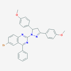 molecular formula C31H25BrN4O2 B415119 2-[3,5-bis(4-methoxyphenyl)-4,5-dihydro-1H-pyrazol-1-yl]-6-bromo-4-phenylquinazoline 