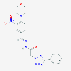 molecular formula C20H20N8O4 B415122 N'-[3-nitro-4-(4-morpholinyl)benzylidene]-2-(5-phenyl-2H-tetraazol-2-yl)acetohydrazide 