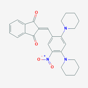 molecular formula C26H27N3O4 B415124 2-[(5-nitro-2,4-dipiperidinophenyl)methylene]-1H-indene-1,3(2H)-dione 