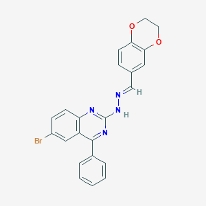 molecular formula C23H17BrN4O2 B415125 2,3-Dihydro-1,4-benzodioxine-6-carbaldehyde (6-bromo-4-phenyl-2-quinazolinyl)hydrazone CAS No. 352640-19-8