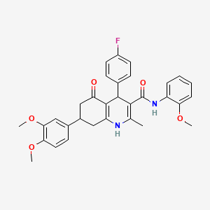 7-(3,4-dimethoxyphenyl)-4-(4-fluorophenyl)-N-(2-methoxyphenyl)-2-methyl-5-oxo-1,4,5,6,7,8-hexahydroquinoline-3-carboxamide