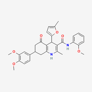 7-(3,4-dimethoxyphenyl)-N-(2-methoxyphenyl)-2-methyl-4-(5-methylfuran-2-yl)-5-oxo-1,4,5,6,7,8-hexahydroquinoline-3-carboxamide