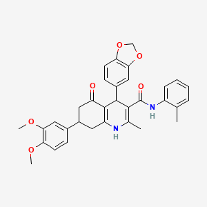 4-(2H-1,3-BENZODIOXOL-5-YL)-7-(3,4-DIMETHOXYPHENYL)-2-METHYL-N-(2-METHYLPHENYL)-5-OXO-1,4,5,6,7,8-HEXAHYDROQUINOLINE-3-CARBOXAMIDE