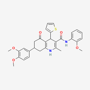 7-(3,4-dimethoxyphenyl)-N-(2-methoxyphenyl)-2-methyl-5-oxo-4-(thiophen-2-yl)-1,4,5,6,7,8-hexahydroquinoline-3-carboxamide