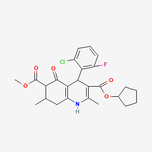 3-Cyclopentyl 6-methyl 4-(2-chloro-6-fluorophenyl)-2,7-dimethyl-5-oxo-1,4,5,6,7,8-hexahydroquinoline-3,6-dicarboxylate