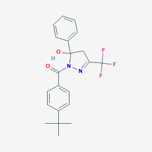 molecular formula C21H21F3N2O2 B415144 1-(4-tert-butylbenzoyl)-5-phenyl-3-(trifluoromethyl)-4,5-dihydro-1H-pyrazol-5-ol 
