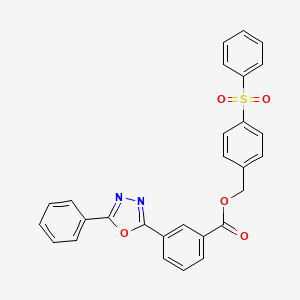 molecular formula C28H20N2O5S B4151456 4-(phenylsulfonyl)benzyl 3-(5-phenyl-1,3,4-oxadiazol-2-yl)benzoate 