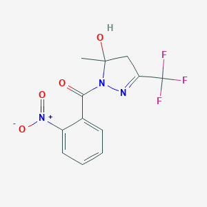 molecular formula C12H10F3N3O4 B415146 1-{2-nitrobenzoyl}-5-methyl-3-(trifluoromethyl)-4,5-dihydro-1H-pyrazol-5-ol 