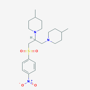 molecular formula C21H33N3O4S B4151475 1,1'-{3-[(4-Nitrophenyl)sulfonyl]propane-1,2-diyl}bis(4-methylpiperidine) 