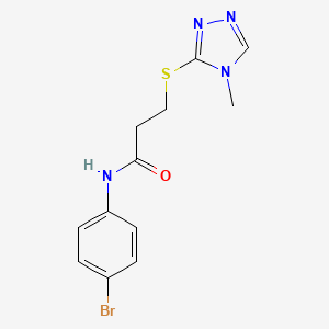 molecular formula C12H13BrN4OS B4151486 N-(4-bromophenyl)-3-[(4-methyl-4H-1,2,4-triazol-3-yl)thio]propanamide 