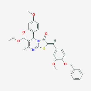 molecular formula C32H30N2O6S B415152 ethyl 2-[4-(benzyloxy)-3-methoxybenzylidene]-5-(4-methoxyphenyl)-7-methyl-3-oxo-2,3-dihydro-5H-[1,3]thiazolo[3,2-a]pyrimidine-6-carboxylate 