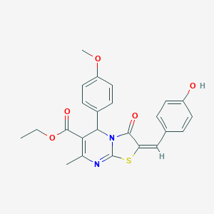 molecular formula C24H22N2O5S B415155 ethyl 2-(4-hydroxybenzylidene)-5-(4-methoxyphenyl)-7-methyl-3-oxo-2,3-dihydro-5H-[1,3]thiazolo[3,2-a]pyrimidine-6-carboxylate 