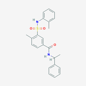 molecular formula C23H24N2O3S B4151559 4-methyl-3-[(2-methylphenyl)sulfamoyl]-N-(1-phenylethyl)benzamide 