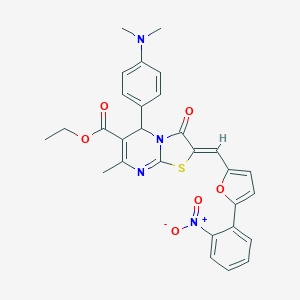 molecular formula C29H26N4O6S B415157 ethyl 5-[4-(dimethylamino)phenyl]-2-[(5-{2-nitrophenyl}-2-furyl)methylene]-7-methyl-3-oxo-2,3-dihydro-5H-[1,3]thiazolo[3,2-a]pyrimidine-6-carboxylate 