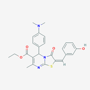 molecular formula C25H25N3O4S B415158 ethyl 5-[4-(dimethylamino)phenyl]-2-(3-hydroxybenzylidene)-7-methyl-3-oxo-2,3-dihydro-5H-[1,3]thiazolo[3,2-a]pyrimidine-6-carboxylate 