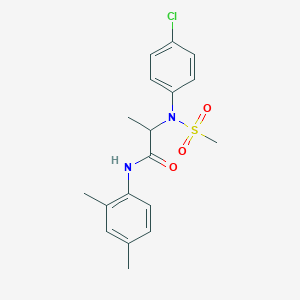 molecular formula C18H21ClN2O3S B4151600 N~2~-(4-chlorophenyl)-N~1~-(2,4-dimethylphenyl)-N~2~-(methylsulfonyl)alaninamide 