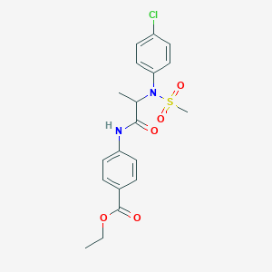 molecular formula C19H21ClN2O5S B4151613 ethyl 4-{[N-(4-chlorophenyl)-N-(methylsulfonyl)alanyl]amino}benzoate 