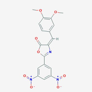 molecular formula C18H13N3O8 B415164 2-{3,5-bisnitrophenyl}-4-(3,4-dimethoxybenzylidene)-1,3-oxazol-5(4H)-one 