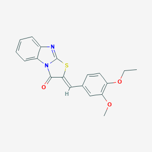 molecular formula C19H16N2O3S B415165 2-(4-ethoxy-3-methoxybenzylidene)[1,3]thiazolo[3,2-a]benzimidazol-3(2H)-one 