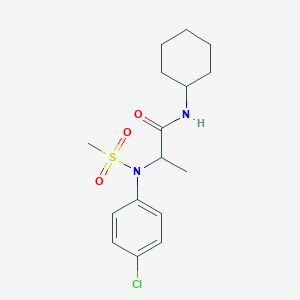 molecular formula C16H23ClN2O3S B4151654 N~2~-(4-chlorophenyl)-N~1~-cyclohexyl-N~2~-(methylsulfonyl)alaninamide 