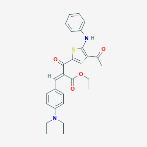molecular formula C28H30N2O4S B415175 Ethyl 2-[(4-acetyl-5-anilino-2-thienyl)carbonyl]-3-[4-(diethylamino)phenyl]acrylate 