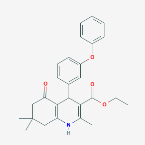 molecular formula C27H29NO4 B415176 Ethyl 2,7,7-trimethyl-5-oxo-4-(3-phenoxyphenyl)-1,4,5,6,7,8-hexahydroquinoline-3-carboxylate CAS No. 301858-02-6