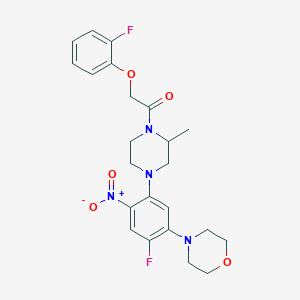 molecular formula C23H26F2N4O5 B4151818 1-[4-(4-Fluoro-5-morpholin-4-yl-2-nitrophenyl)-2-methylpiperazin-1-yl]-2-(2-fluorophenoxy)ethanone 