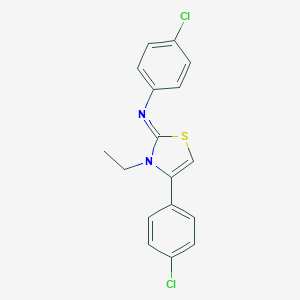 molecular formula C17H14Cl2N2S B415182 N-(4-chlorophenyl)-N-(4-(4-chlorophenyl)-3-ethyl-1,3-thiazol-2(3H)-ylidene)amine 