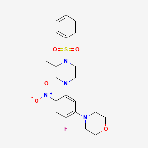 4-[5-[4-(Benzenesulfonyl)-3-methylpiperazin-1-yl]-2-fluoro-4-nitrophenyl]morpholine