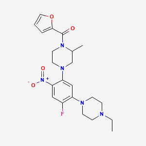 [4-[5-(4-Ethylpiperazin-1-yl)-4-fluoro-2-nitrophenyl]-2-methylpiperazin-1-yl]-(furan-2-yl)methanone