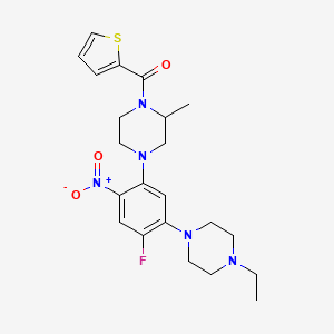 molecular formula C22H28FN5O3S B4151856 [4-[5-(4-Ethylpiperazin-1-yl)-4-fluoro-2-nitrophenyl]-2-methylpiperazin-1-yl]-thiophen-2-ylmethanone 