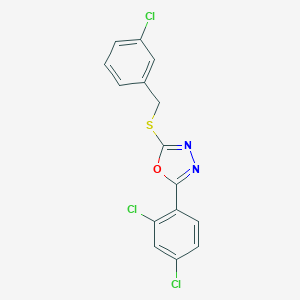 molecular formula C15H9Cl3N2OS B415186 2-(3-Chloro-benzylsulfanyl)-5-(2,4-dichloro-phenyl)-[1,3,4]oxadiazole CAS No. 5480-18-2