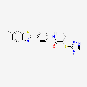 molecular formula C21H21N5OS2 B4151862 N~1~-[4-(6-METHYL-1,3-BENZOTHIAZOL-2-YL)PHENYL]-2-[(4-METHYL-4H-1,2,4-TRIAZOL-3-YL)SULFANYL]BUTANAMIDE 