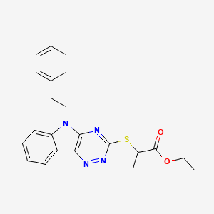 molecular formula C22H22N4O2S B4151946 ETHYL 2-[(5-PHENETHYL-5H-[1,2,4]TRIAZINO[5,6-B]INDOL-3-YL)SULFANYL]PROPANOATE 